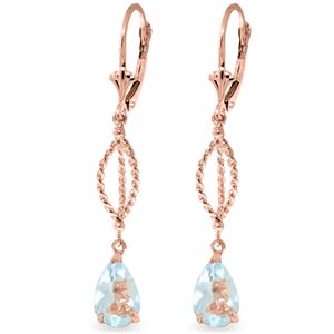 ALARRI 3 CTW 14K Solid Rose Gold Earrings Dangling Aquamarine