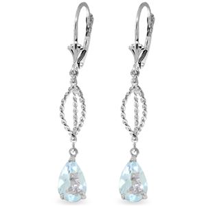 ALARRI 3 CTW 14K Solid White Gold Overflow Aquamarine Earrings