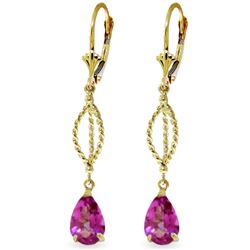 ALARRI 3 CTW 14K Solid Gold Pink Shock Pink Topaz Earrings