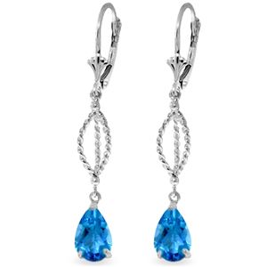 ALARRI 3 Carat 14K Solid White Gold Esteem Blue Topaz Earrings