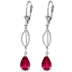 ALARRI 3.5 Carat 14K Solid White Gold Stir Your Tears Ruby Earrings