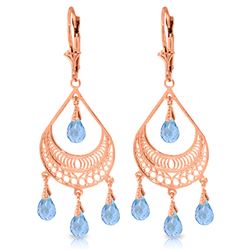 ALARRI 6.75 Carat 14K Solid Rose Gold Filigree Blue Topaz Earrings