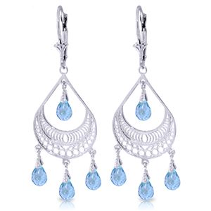 ALARRI 6.75 Carat 14K Solid White Gold Summer Rain Blue Topaz Earrings