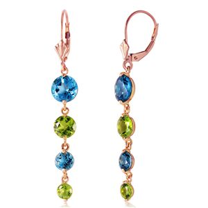 ALARRI 14K Solid Rose Gold Chandelier Earrings w/ Blue Topaz & Peridot