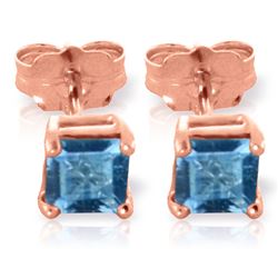 ALARRI 0.95 Carat 14K Solid Rose Gold Caress Blue Topaz Stud Earrings