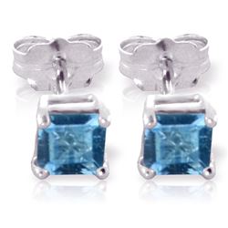 ALARRI 0.95 CTW 14K Solid White Gold Carlotta Blue Topaz Earrings