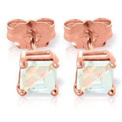 ALARRI 0.8 Carat 14K Solid Rose Gold Caress Aquamarine Stud Earrings