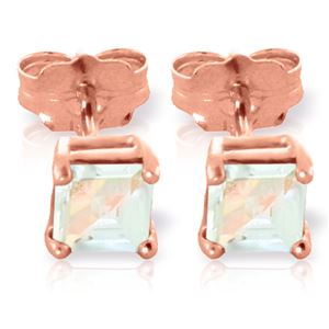 ALARRI 0.8 Carat 14K Solid Rose Gold Caress Aquamarine Stud Earrings