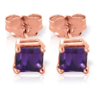 ALARRI 0.65 Carat 14K Solid Rose Gold Caress Amethyst Stud Earrings