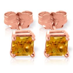 ALARRI 0.7 Carat 14K Solid Rose Gold Caress Citrine Stud Earrings
