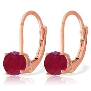 ALARRI 1.2 Carat 14K Solid Rose Gold Solitaire Ruby Earrings