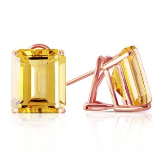 ALARRI 13 CTW 14K Solid Rose Gold Octagon Citrine Earrings