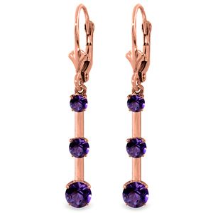 ALARRI 2.5 Carat 14K Solid Rose Gold Amethyst Bar Earrings