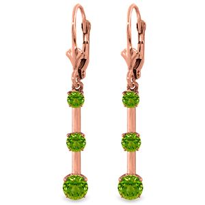 ALARRI 2.5 Carat 14K Solid Rose Gold Peridot Bar Earrings