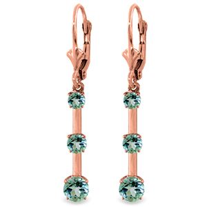 ALARRI 2.5 Carat 14K Solid Rose Gold Aquamarine Bar Earrings