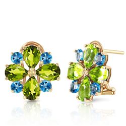 ALARRI 4.85 Carat 14K Solid Gold French Clips Earrings Peridot Blue Topaz