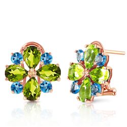 ALARRI 4.85 Carat 14K Solid Rose Gold French Clips Earrings Peridot Blue Topaz