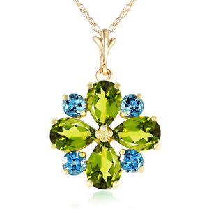 ALARRI 2.43 CTW 14K Solid Gold Necklace Peridot Blue Topaz