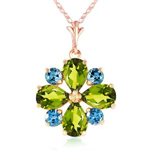 ALARRI 2.43 CTW 14K Solid Rose Gold Necklace Peridot Blue Topaz