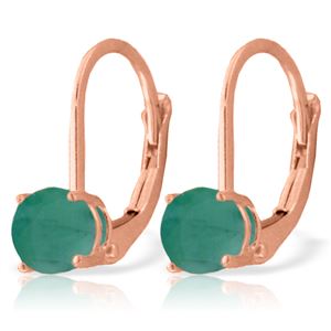 ALARRI 1.2 Carat 14K Solid Rose Gold Leverback Earrings Emerald
