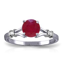 ALARRI 1.02 Carat 14K Solid White Gold Capacity To Care Ruby Diamond Ring