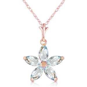 ALARRI 14K Solid Rose Gold Necklace w/ Natural Aquamarines