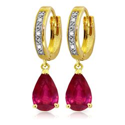 ALARRI 3.53 Carat 14K Solid Gold Hoop Earrings Diamond Ruby