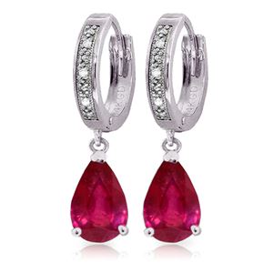 ALARRI 3.53 CTW 14K Solid White Gold Hoop Earrings Diamond Ruby