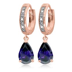 ALARRI 3.53 Carat 14K Solid Rose Gold Hoop Earrings Diamond Sapphire