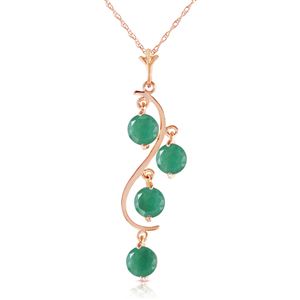 ALARRI 14K Solid Rose Gold Necklace w/ Natural Emeralds