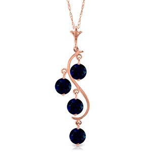 ALARRI 14K Solid Rose Gold Necklace w/ Natural Sapphires