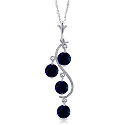 ALARRI 2 Carat 14K Solid White Gold Blue Of The Wind Sapphire Necklace
