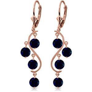 ALARRI 4 CTW 14K Solid Rose Gold Chandelier Earrings Natural Sapphire