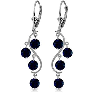 ALARRI 4 Carat 14K Solid White Gold Chandelier Earrings Natural Sapphire