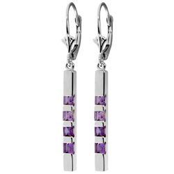 ALARRI 0.7 Carat 14K Solid White Gold Leverback Earringsbar Natural Amethyst