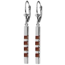 ALARRI 0.7 Carat 14K Solid White Gold Leverback Earringsbar Natural Garnet