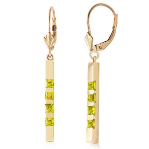 ALARRI 0.7 Carat 14K Solid Gold Leverback Earringsbar Natural Peridot