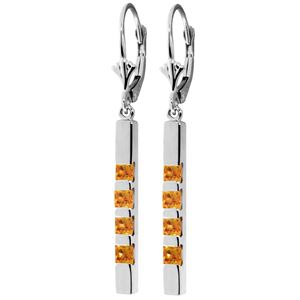 ALARRI 0.7 CTW 14K Solid White Gold Leverback Earringsbar Natural Citrine