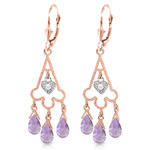 ALARRI 4.83 Carat 14K Solid Rose Gold Chandelier Diamond Earrings Amethyst