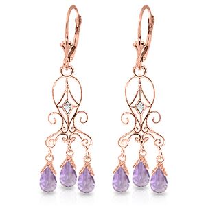 ALARRI 4.81 CTW 14K Solid Rose Gold Chandelier Diamond Earrings Amethyst