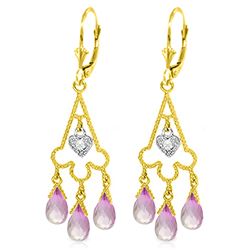 ALARRI 4.83 Carat 14K Solid Gold Chandelier Diamond Earrings Pink Topaz