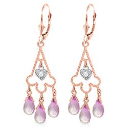 ALARRI 4.83 Carat 14K Solid Rose Gold Chandelier Diamond Earrings Pink Topaz