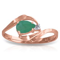 ALARRI 0.51 CTW 14K Solid Rose Gold Ring Natural Diamond Emerald