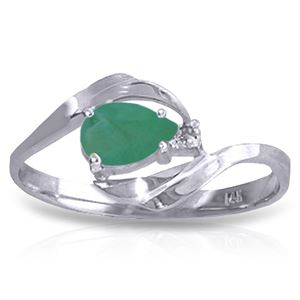 ALARRI 0.51 Carat 14K Solid White Gold Ring Natural Diamond Emerald