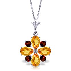 ALARRI 2.43 Carat 14K Solid White Gold All The Kings Men Citrine Garnet Necklace