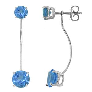 ALARRI 4.3 CTW 14K Solid White Gold Stud Drops Earrings Natural Blue Topaz