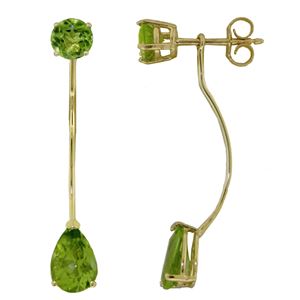 ALARRI 4.2 CTW 14K Solid Gold Stud Drops Earrings Natural Peridot