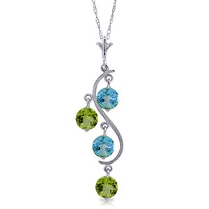 ALARRI 2.3 Carat 14K Solid White Gold Necklace Natural Peridot Blue Topaz