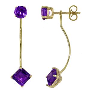 ALARRI 4.15 Carat 14K Solid Gold Stud Drops Earrings Natural Amethyst