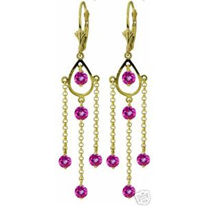 ALARRI 3 CTW 14K Solid Gold Gilded Age Pink Topaz Earrings